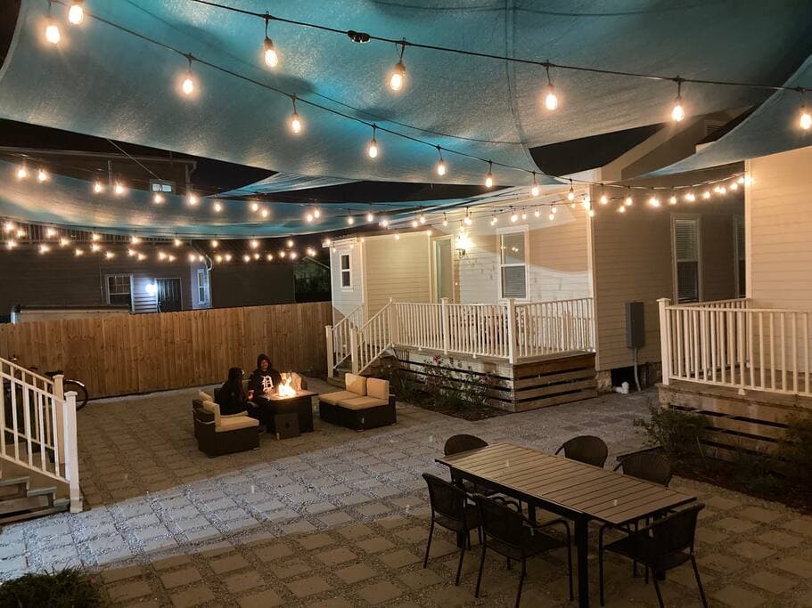 Night view of porch